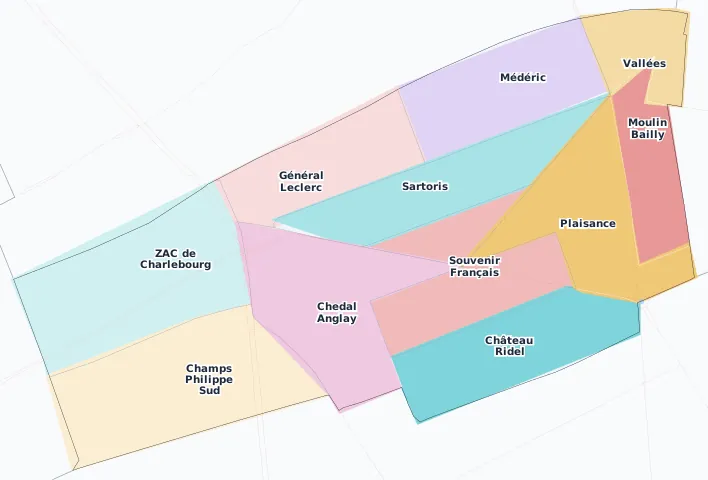 Carte des arrondissements et quartiers de La Garenne-Colombes