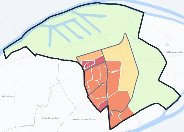 Carte de densité de population de Gennevilliers
