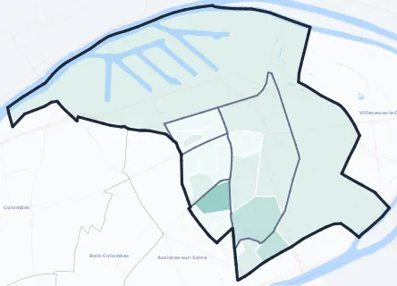 Carte de densité d'emplois salariés estimés de Gennevilliers