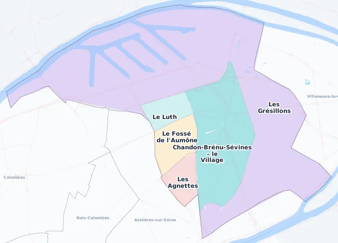 Carte des arrondissements et quartiers de Gennevilliers