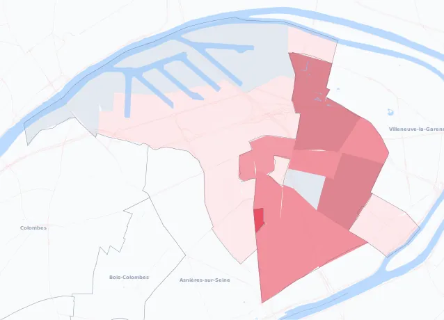 Carte de la valeur locative de référence de Gennevilliers