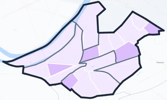 Carte de densité de population étudiante de Issy-les-Moulineaux