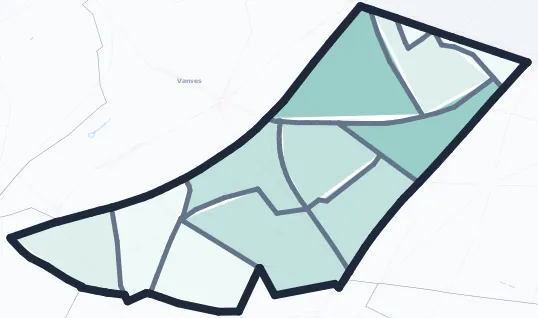 Carte de densité d'emplois salariés estimés de Malakoff
