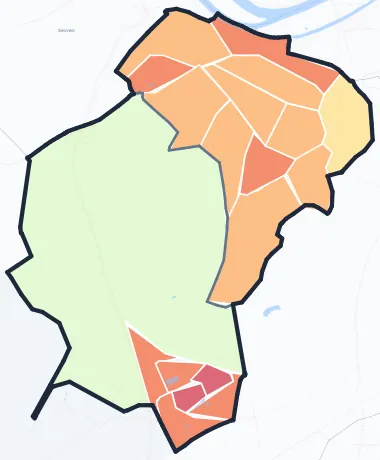 Carte de densité de population de Meudon