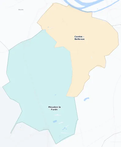 Carte des arrondissements et quartiers de Meudon