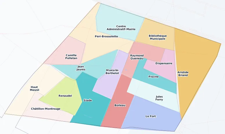 Carte des arrondissements et quartiers de Montrouge