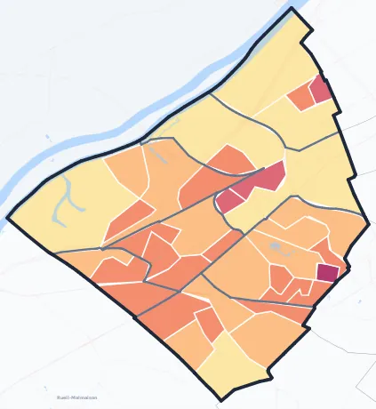 Carte de densité de population de Nanterre