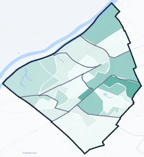 Carte de densité d'emplois salariés estimés de Nanterre