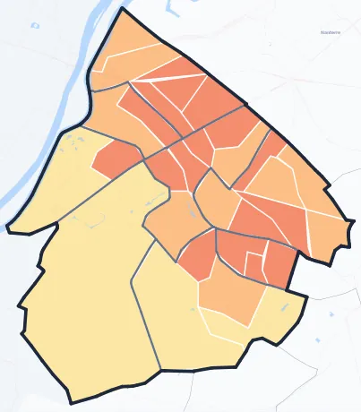 Carte de densité de population de Rueil-Malmaison