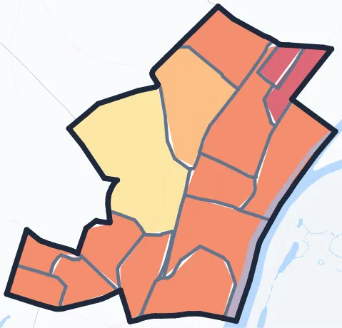Carte de densité de population de Suresnes