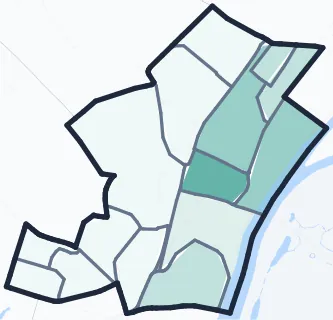 Carte de densité d'emplois salariés estimés de Suresnes
