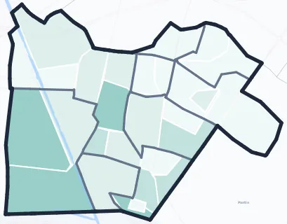 Carte de densité d'emplois salariés estimés de Aubervilliers