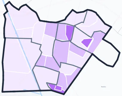 Carte de densité de population étudiante de Aubervilliers