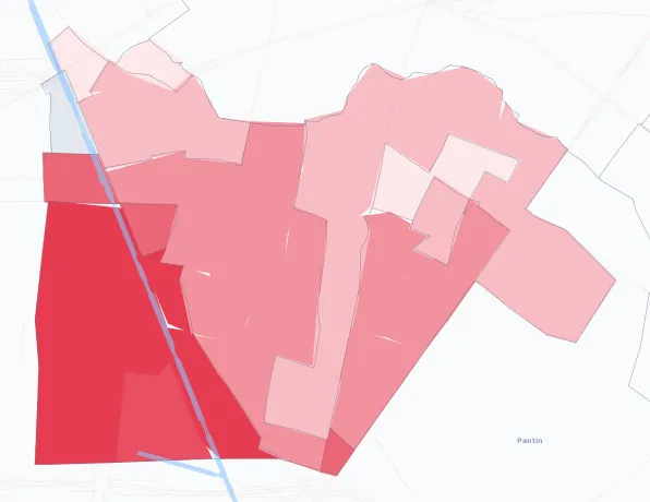 Carte de la valeur locative de référence de Aubervilliers