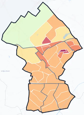 Carte de densité de population de Aulnay-sous-Bois