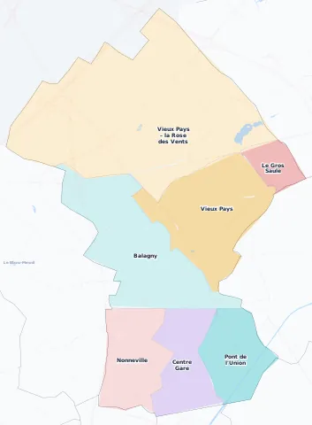Carte des arrondissements et quartiers de Aulnay-sous-Bois
