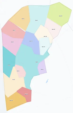 Carte des arrondissements et quartiers de Bagnolet