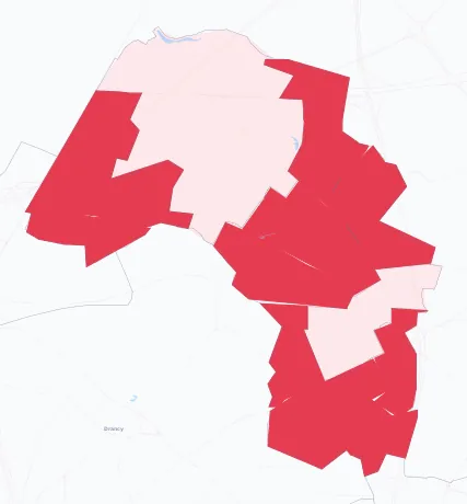 Carte de la valeur locative de référence de Le Blanc-Mesnil