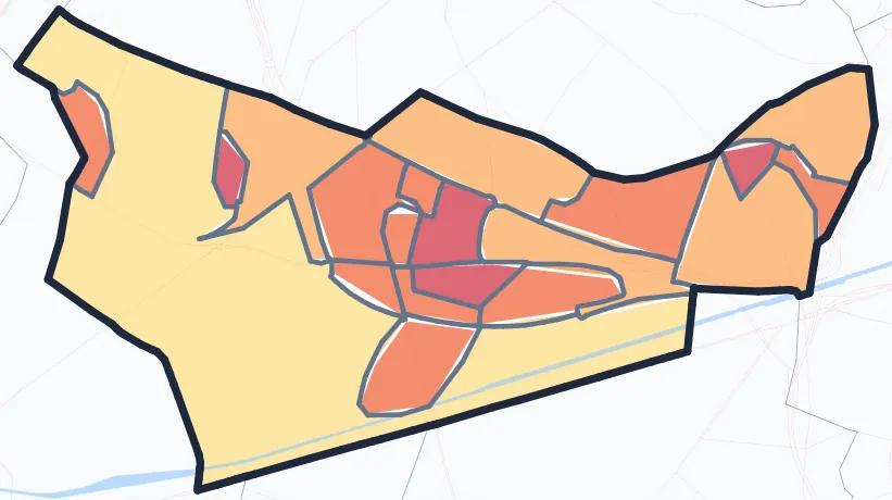 Carte de densité de population de Bobigny