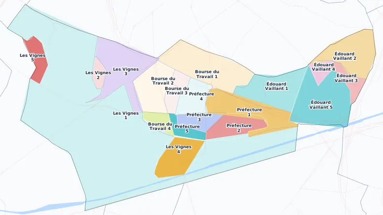 Carte des arrondissements et quartiers de Bobigny