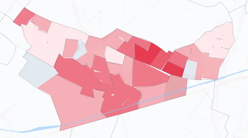 Carte de la valeur locative de référence de Bobigny
