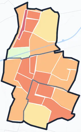 Carte de densité de population de Bondy
