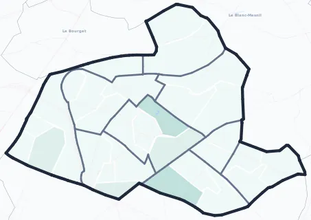 Carte de densité d'emplois salariés estimés de Drancy