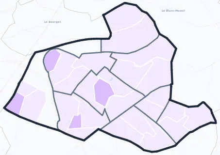 Carte de densité de population étudiante de Drancy