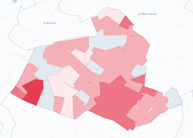 Carte de la valeur locative de référence de Drancy