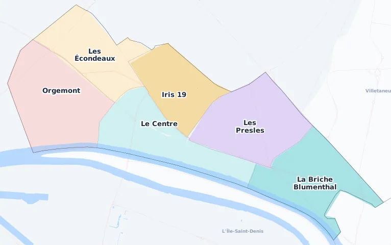 Carte des arrondissements et quartiers de Épinay-sur-Seine