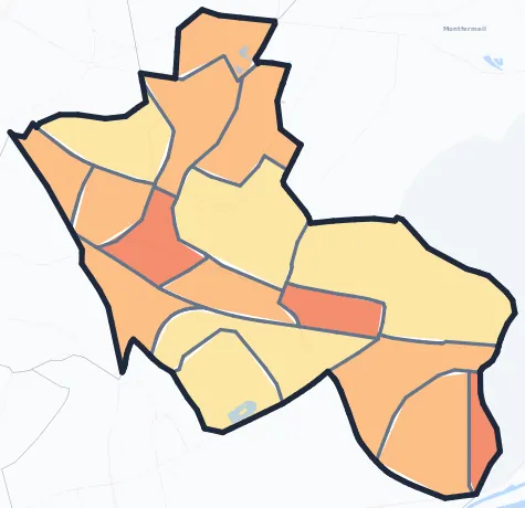 Carte de densité de population de Gagny