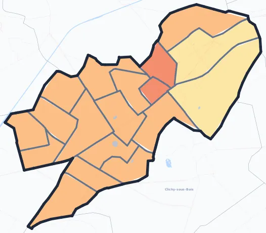 Carte de densité de population de Livry-Gargan