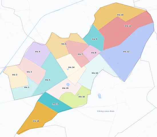 Carte des arrondissements et quartiers de Livry-Gargan