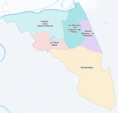 Carte des arrondissements et quartiers de Noisy-le-Grand