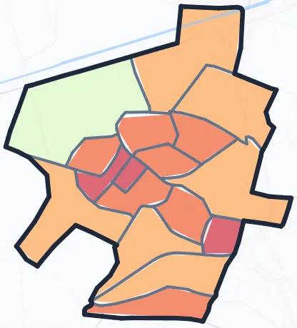Carte de densité de population de Noisy-le-Sec