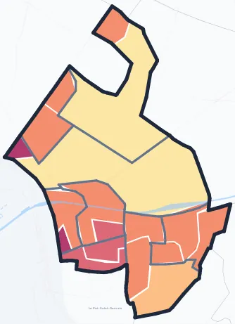 Carte de densité de population de Pantin