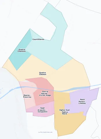 Carte des arrondissements et quartiers de Pantin