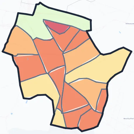 Carte de densité de population de Rosny-sous-Bois