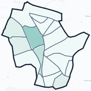 Carte de densité d'emplois salariés estimés de Rosny-sous-Bois