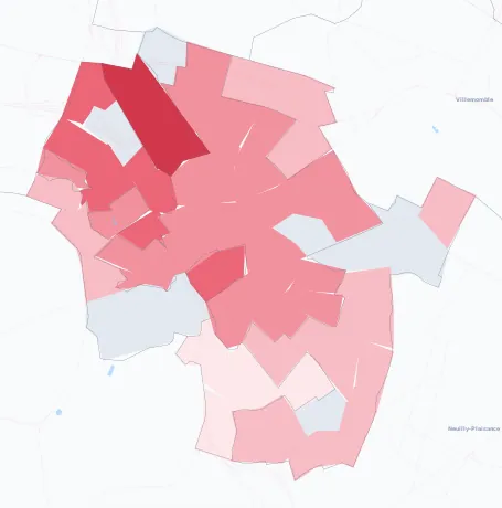 Carte de la valeur locative de référence de Rosny-sous-Bois