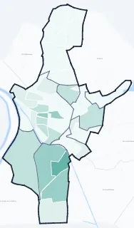 Carte de densité d'emplois salariés estimés de Saint-Denis