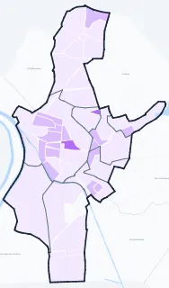 Carte de densité de population étudiante de Saint-Denis