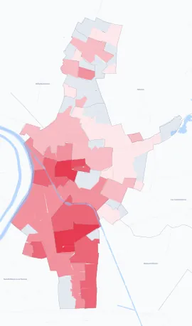 Carte de la valeur locative de référence de Saint-Denis