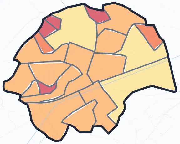 Carte de densité de population de Sevran