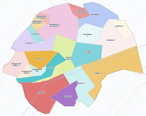 Carte des arrondissements et quartiers de Sevran