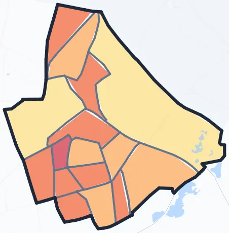 Carte de densité de population de Stains