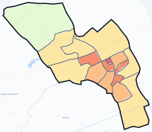 Carte de densité de population de Villepinte