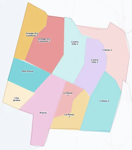 Carte des arrondissements et quartiers de Cachan