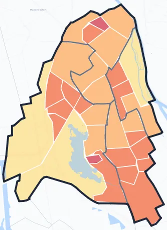 Carte de densité de population de Créteil