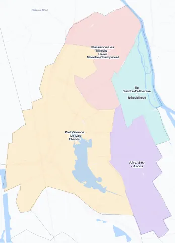 Carte des arrondissements et quartiers de Créteil